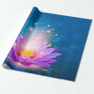 Weiße Lila Lotusblüte Zen Blau Geschenkpapier