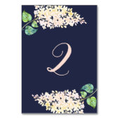 Weiße lila.Navy florale romantische Hochzeit. Blau Tischnummer (Rückseite)