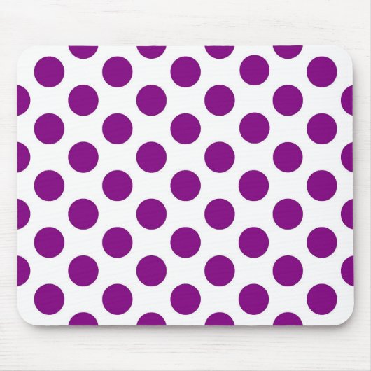 Weiße lila Polkapunkte - Mousepad (Vorne)