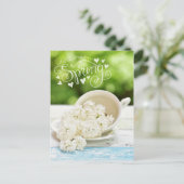 Weiße Lilacs Frühlingsblumen Stillleben Blumentext Postkarte (Stehend Vorderseite)