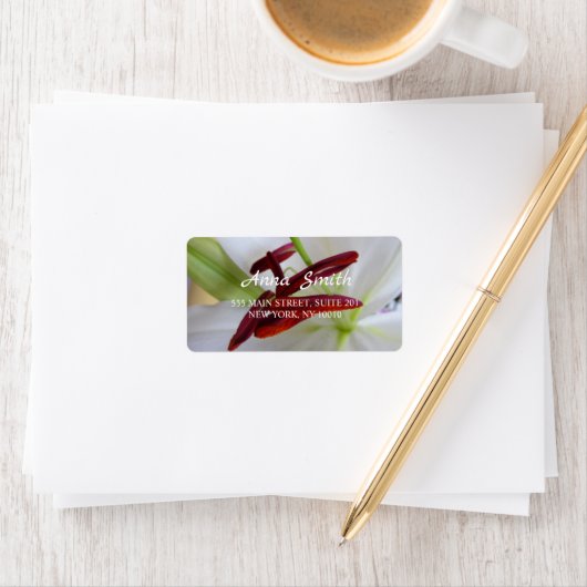 Weiße Lilie, Blume. Adressaufkleber (Insitu)