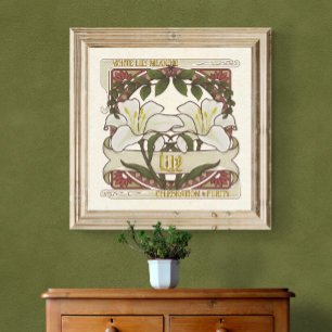 Weiße Lilie - Blumenvintageplakat Poster