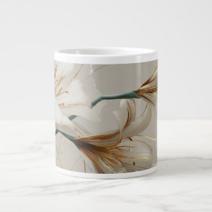 Weiße Lilie Gold Minimalistisch Elegant Neutral Jumbo-Tasse