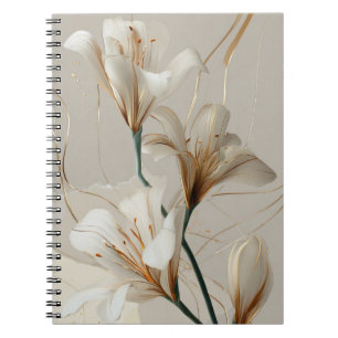 Weiße Lilie Gold Minimalistisch Elegant Neutral Notizblock