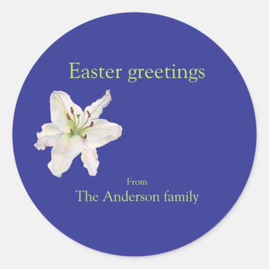 Weiße Lilie Ostergrössen Aquarellsticker Runder Aufkleber (Vorderseite)