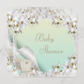 Weiße Lilie und neutrale Kinderdusche Einladung (Vorne/Hinten)