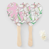 Weiße Lilien auf rosa Hintergrundbild Fächer (Vorne und Hinten)