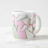 Weiße Lilien auf rosa Hintergrundbild Jumbo-Tasse (Vorderseite Rechts)