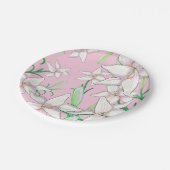 Weiße Lilien auf rosa Hintergrundbild - Pap Pappteller (Schrägansicht)