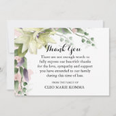 Weiße Lilien Beileid Wasserfarbe Danke Karte (Vorderseite)