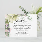 Weiße Lilien Beileid Wasserfarbe Danke Karte (Stehend Vorderseite)