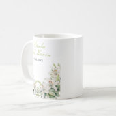 Weiße Lilien-Blumen-Hochzeit Kaffeetasse (Vorderseite Links)