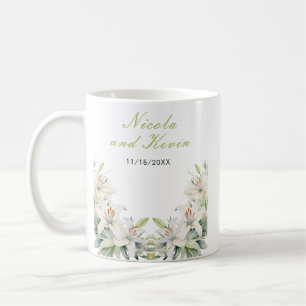 Weiße Lilien-Blumen-Hochzeit Kaffeetasse