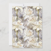 Weiße Lilien Blumen Silber Retro Luxus Hochzeit Einladung (Rückseite)