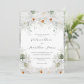 Weiße Lilien Blumengestein Elegante Hochzeit Einladung (Stehend Vorderseite)