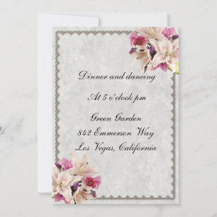 Weiße Lilien-Blumenmarmor-Hochzeitsempfangskarte Einladung