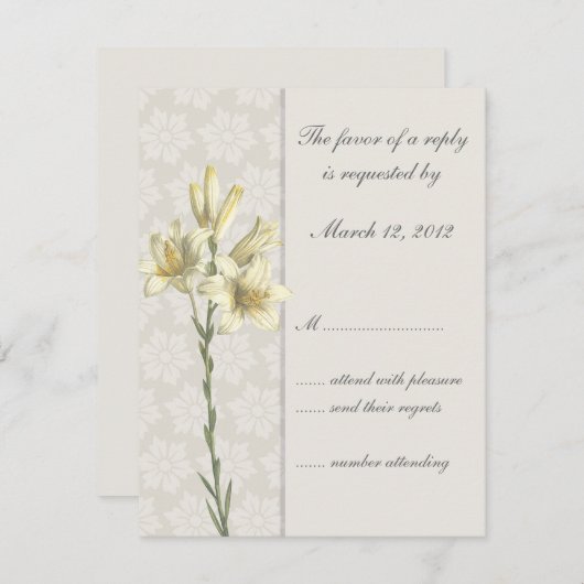 Weiße Lilien Blumenzehen Einladung UAWG (Vorne/Hinten)