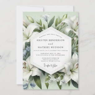 Weiße Lilien Botanische Eleganz Hochzeit Einladung