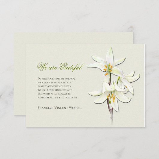 Weiße Lilien danken Ihnen zu kardieren Dankeskarte (Vorne/Hinten)