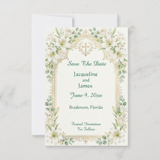 Weiße Lilien Hochzeit Save The Date (Vorderseite)