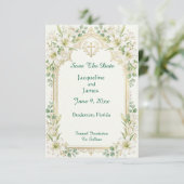 Weiße Lilien Hochzeit Save The Date (Stehend Vorderseite)