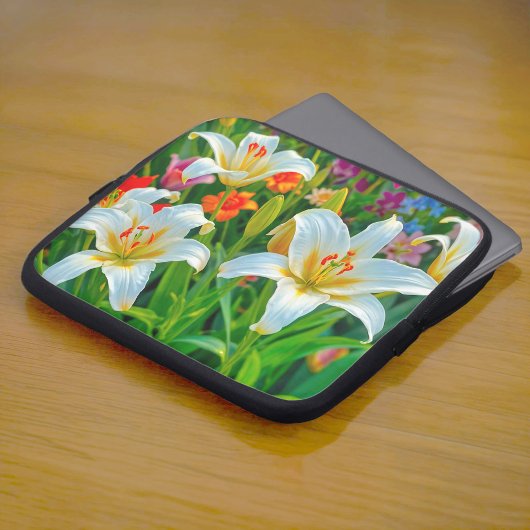 Weiße Lilien Laptop Hülle Laptopschutzhülle