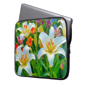 Weiße Lilien Laptop Hülle Laptopschutzhülle (Vorderseite Links)