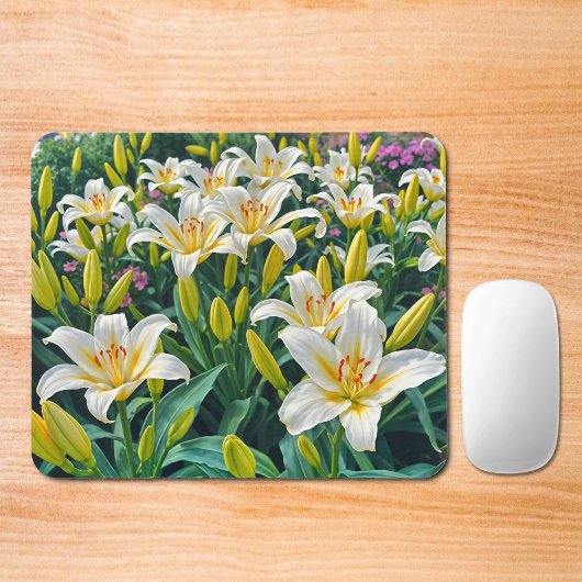 Weiße Lilien-Mauspad Mousepad