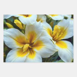 Weiße Lilien mit hellgelben Mittelpunkten Geschenkpapier Set