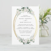 Weiße Lilien Rose Dusty Blue Floral Wedding Einladung (Stehend Vorderseite)