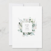 Weiße Lilien Rose Dusty Blue Floral Wedding Einladung (Rückseite)