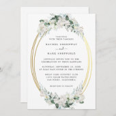 Weiße Lilien Rose Dusty Blue Floral Wedding Einladung (Vorne/Hinten)