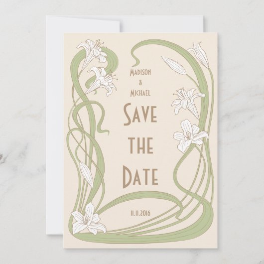 Weiße Lilien Save The Date (Vorderseite)