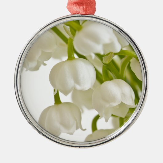 Weiße Lilien Silbernes Ornament (Vorne)