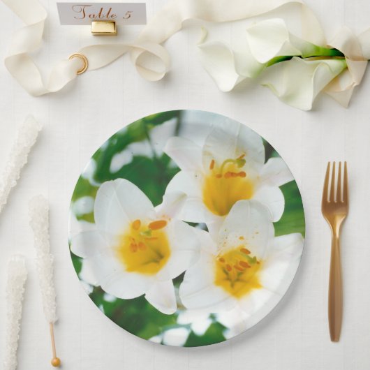 Weiße Lilien - Symbol der Liebe Pappteller (Hochzeit)