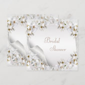 Weiße Lilien, Tauben und Hochzeitsbänder Brautpart Einladung (Vorne/Hinten)