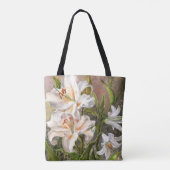 Weiße Lilien-Tragetasche Tasche (Rückseite)