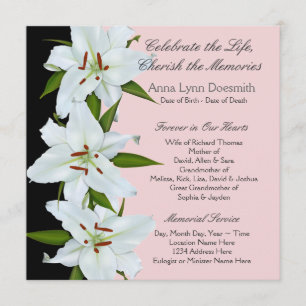 Weiße Lilien Traueranzeigen Einladung