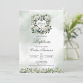 Weiße Lilien und Goldtaufe Einladung (Stehend Vorderseite)