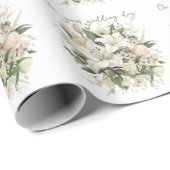 Weiße Lilien und grüne Blätter Wedding Bouquet Geschenkpapier (Rolleneckpunkt)