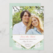 Weiße Lilien und leichte Minze Save the Date Karte (Vorne/Hinten)