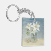 Weiße Lilien und Muscheln Schlüsselanhänger (Vorderseite links)