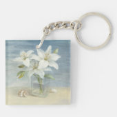 Weiße Lilien und Muscheln Schlüsselanhänger (Rückseite)