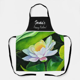 Weiße Lilienblumenmalerei, mittelschwer Schürze