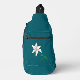Weiße Lilienblüte Crossbody Bag