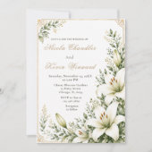 Weiße Lilienhochzeit Einladung (Vorderseite)