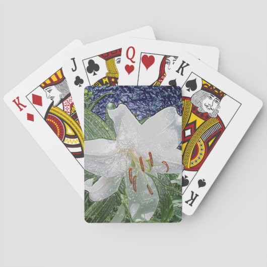 Weiße Lilienspielkarten Spielkarten (Rückseite)