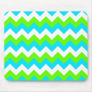 Weiße Limette und Aqua Dreifarben-Chevron Mousepad