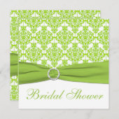 Weiße, Limone Damask Brautdusche Einladung (Vorne/Hinten)