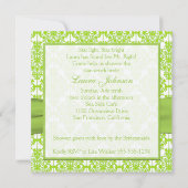 Weiße, Limone Damask Brautdusche Einladung (Rückseite)